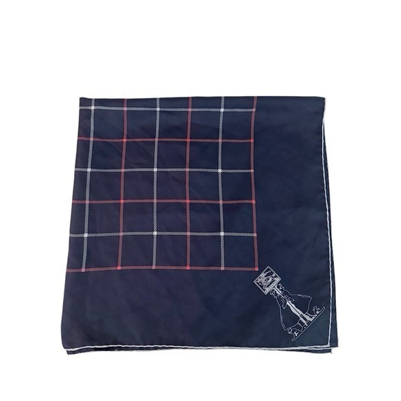 Burberry‎ Vintage 80s Navy Blue Square 100% Silk Scarf 29” - Picture 1 of 7